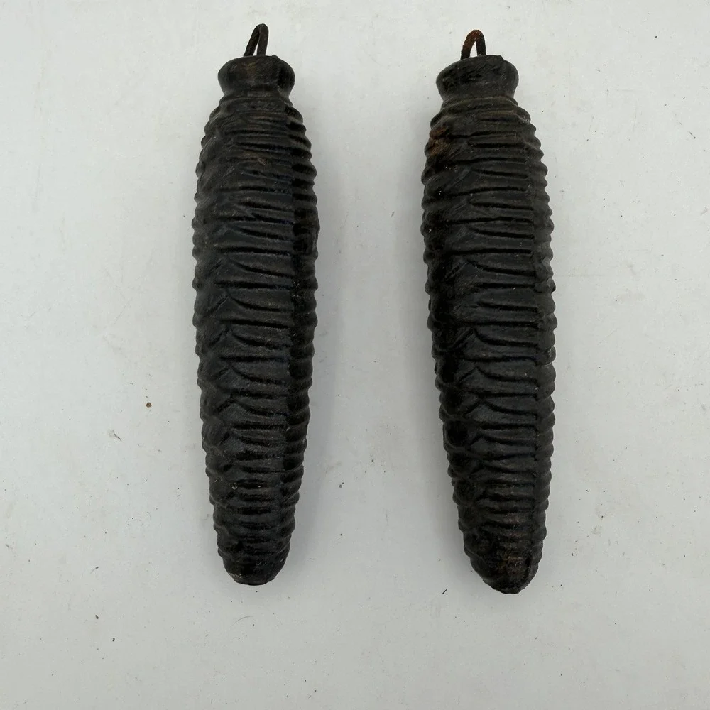 Set Pair Of Vintage Cast Iron Cuckoo Clock Weights 1 Lb 14oz 4.75